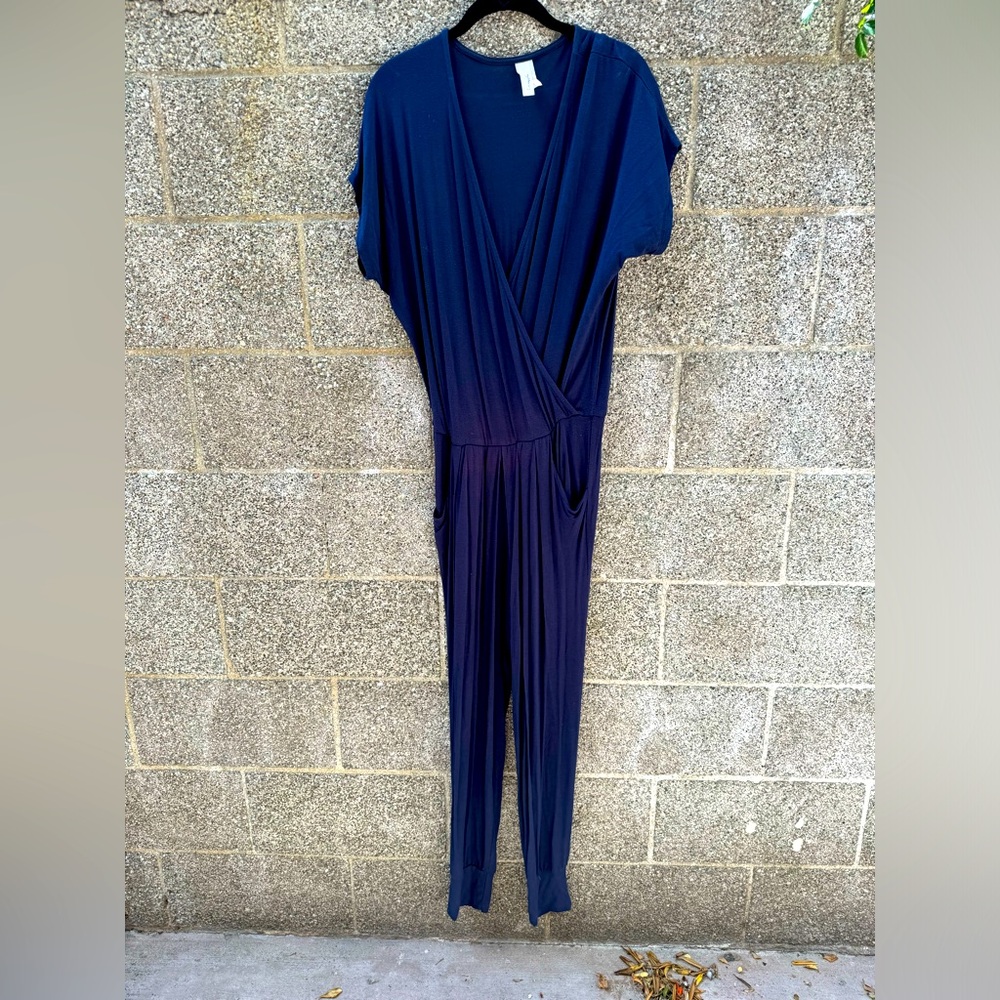Buttery soft short sleeve jumpsuit navy